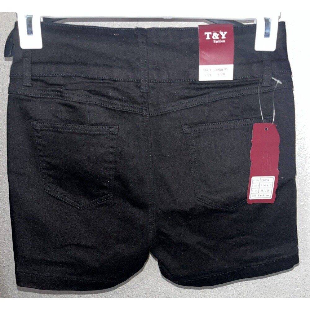 T&Y Denim Shorts Women Sz 9/10 Black - Picture 6 of 6